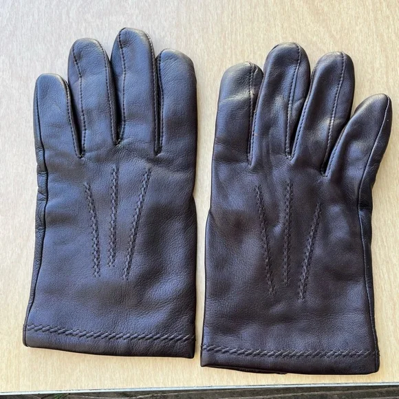 Fownes Accessories Fownes Mens Brown Leather Cashmere Lined